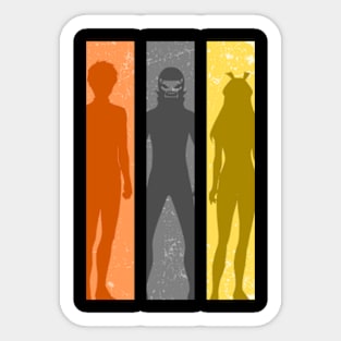 Hibiki Sakurama orange, Sentouin D / Fighter D black and Yumeko Suzukiri yellow Silhouette from Go Go Loser Ranger / Ranger Reject / Sentai Daishikkaku Anime Manga Characters GGLR-7 Sticker